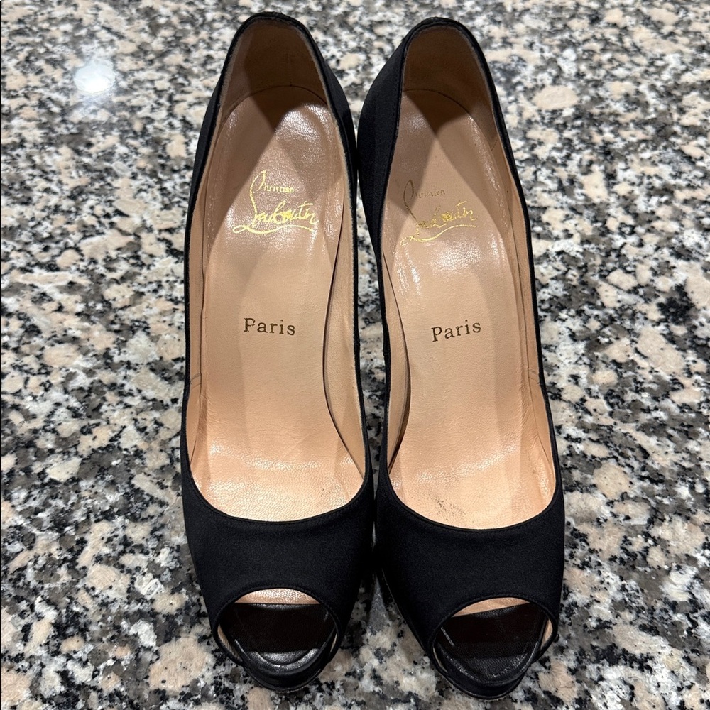Christian Louboutin Black Peep Toe Pumps